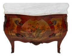 Louis XV Style Marble Top Gilt Metal Mounted and Kingwood Bombe Commode