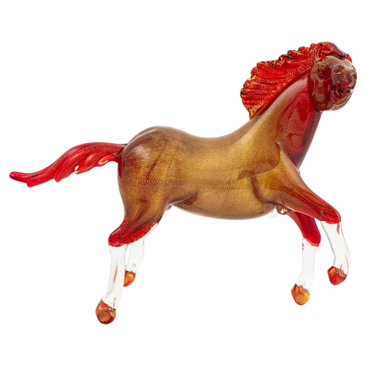 Cheval cabré en verre d'art vénitien de Murano