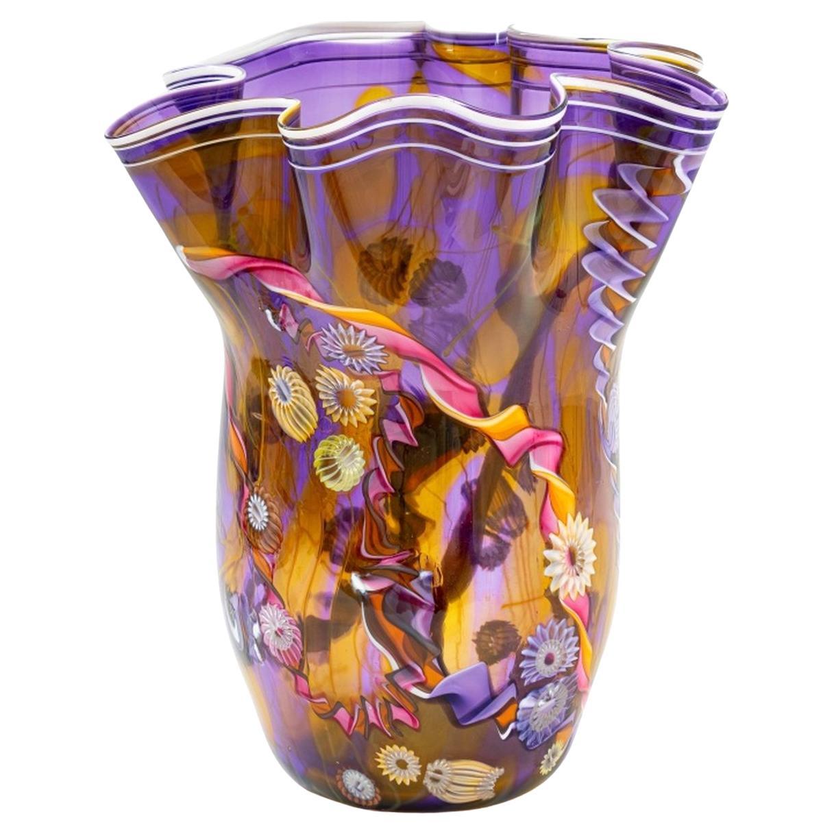 Vase à mouchoirs en verre d'art Paul Allen Counts en vente