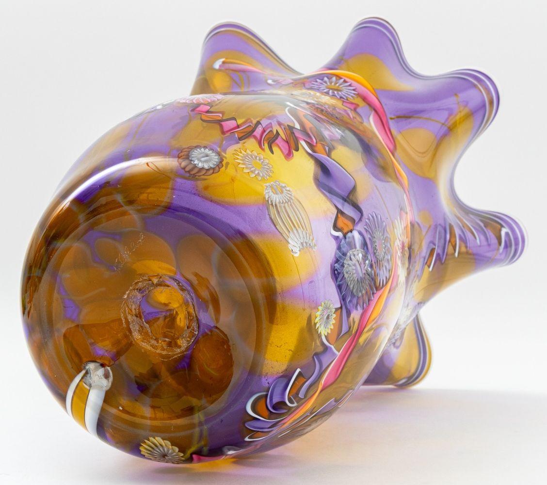 20ième siècle Vase à mouchoirs en verre d'art Paul Allen Counts en vente