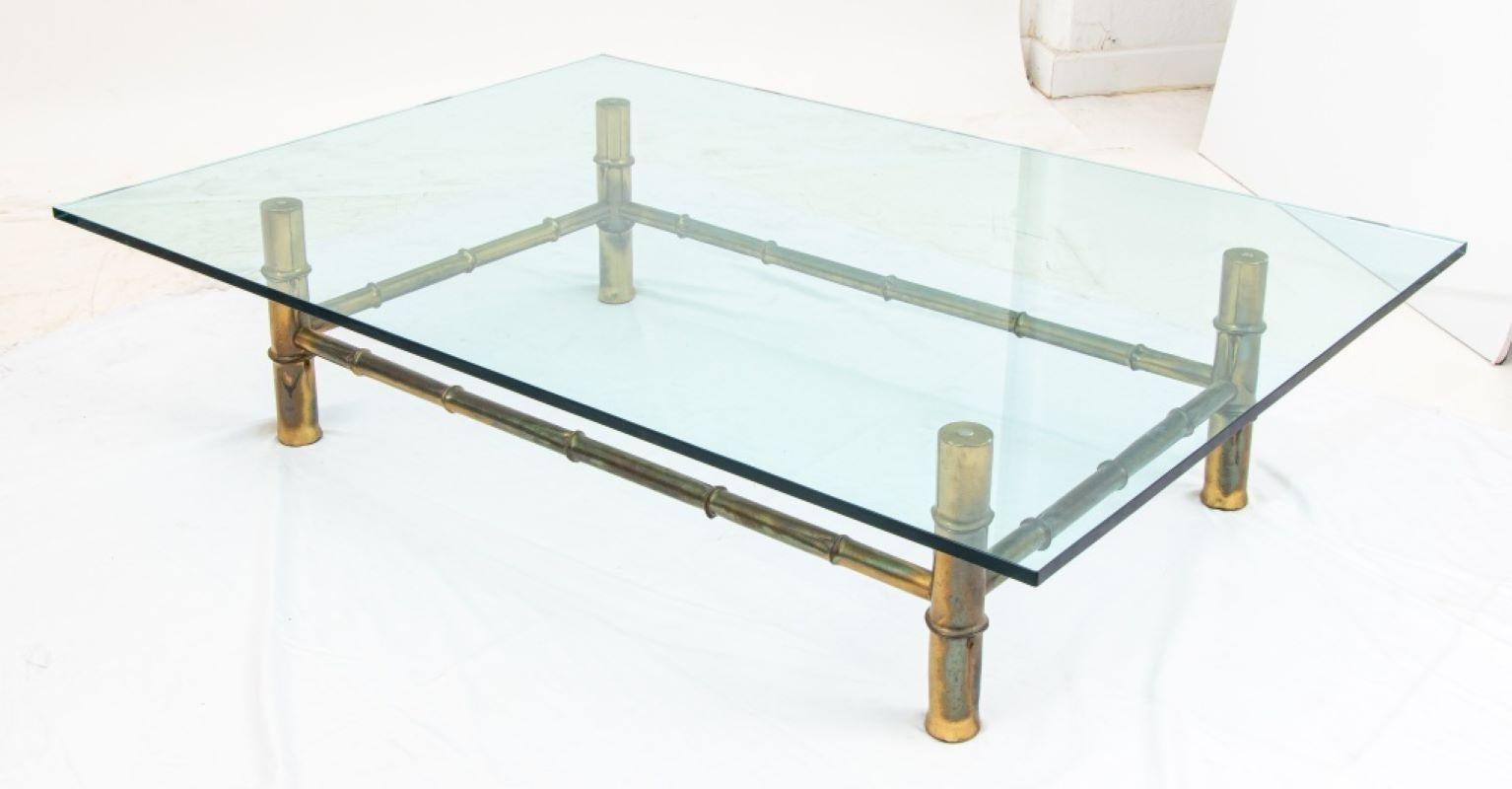 Metal Maison Bagues Style Bamboo Motif Coffee Table For Sale