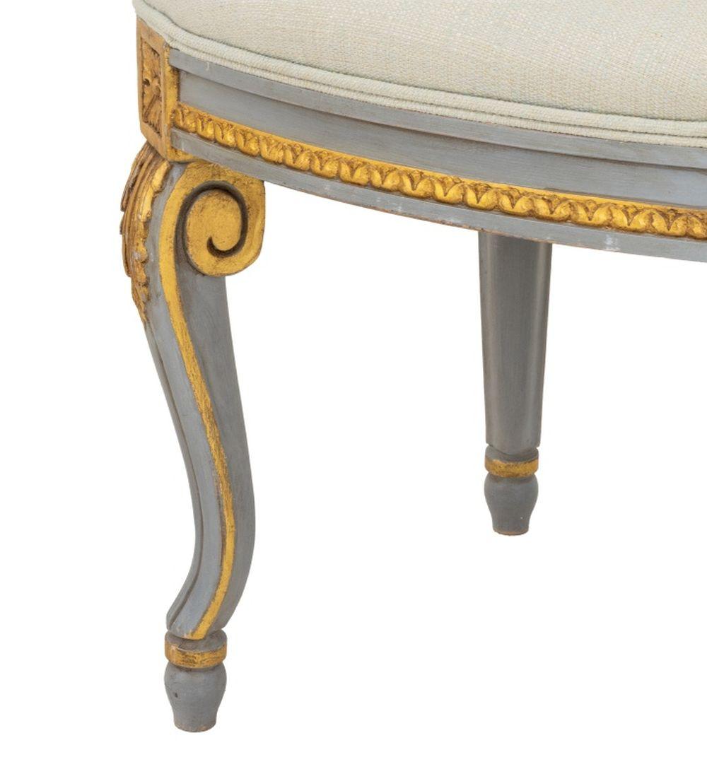 20th Century Louis XVI Style Painted Oval Foot Stool For Sale