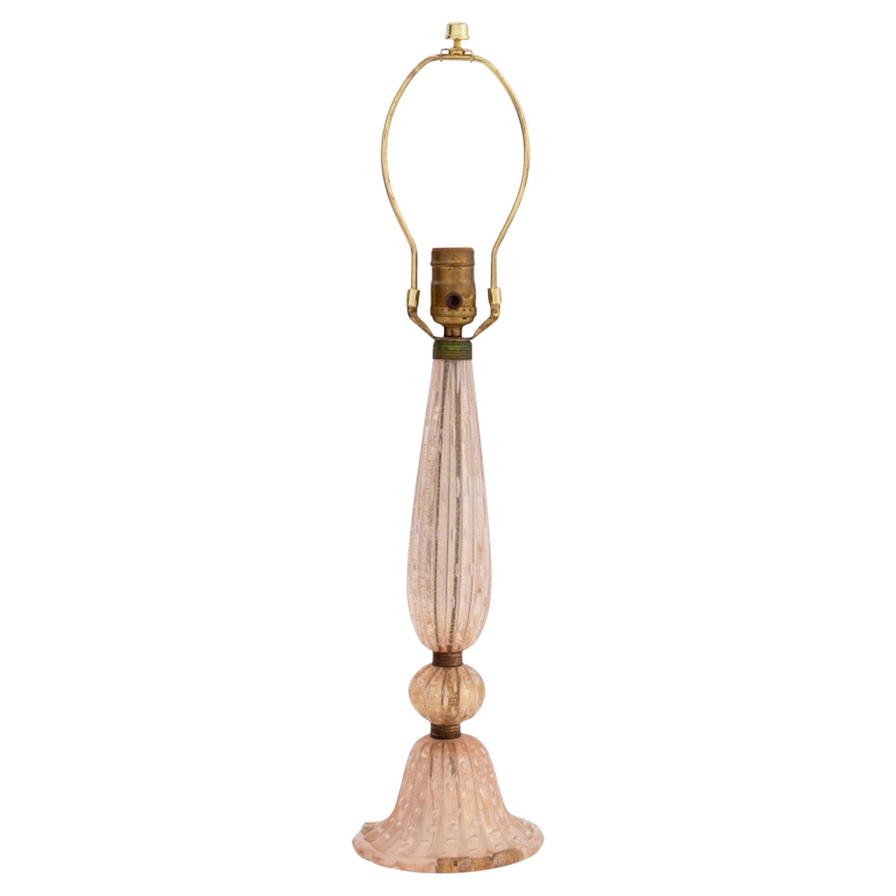 Lámpara de cristal rosa dorado de Murano atribuida a Barovier
