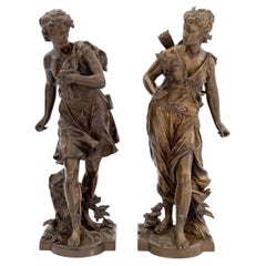 Auguste Moreau "Actaeon & Artemis" Bronzes, 2