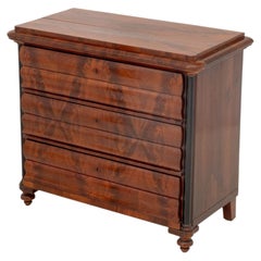 Biedermeier Flame Mahogany Commode with Ebonized Columns, 19th Century