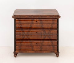 Biedermeier Flame Mahogany Commode with Ebonized Columns, 19th Century