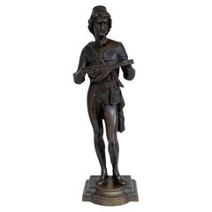 Jules Graux-Marly "The Mandolin Player" Patinated Bronze Sculpture