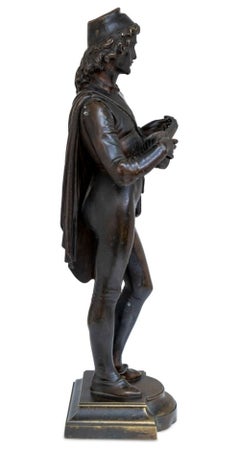 Jules Graux-Marly "The Mandolin Player" Patinated Bronze Sculpture