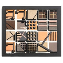 Giorgio Saporiti Cubic Geometric Design Leather Patchwork Tapestry, 1997