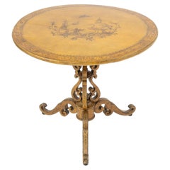 Chinoiserie Yellow Painted Circular Occasional Table