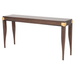 French Art Deco Satinwood Console Table with Gilt Accents