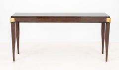 French Art Deco Satinwood Console Table with Gilt Accents