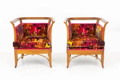 Pair of Art Deco Velvet Armchairs with Giltwood Accents, 20th Century
