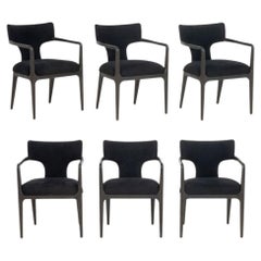 Restoration Hardware Black Dining Chairs, 6