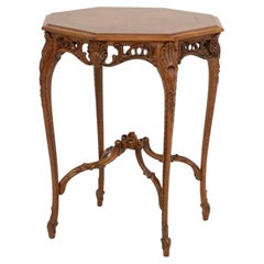 Louis XVI Style Shell Motif Octagonal Walnut Occasional Table