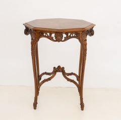Louis XVI Style Shell Motif Octagonal Walnut Occasional Table