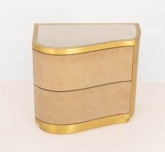 Koket "Poem" Contemporary Leather Wrapped Gold-Tone Metal Nightstand