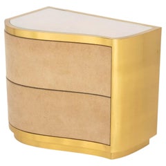 Koket "Poem" Contemporary Leather Wrapped Gold-Tone Metal Nightstand