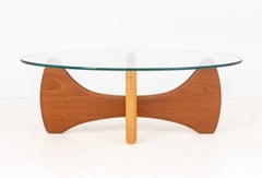 Mid-Century Modern Isamu Noguchi Style Glass and Wood Coffee Table