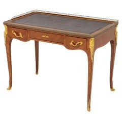 Louis XVI Style Kingwood Bureau Plat with Ormolu and Leather Inset