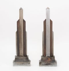 Donald Deskey Art Deco Skyscraper Andirons, Early 20th Century, Pair