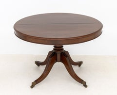 Regency Style Mahogany Pedestal Dining Table, Circular Top with Fluted Legs
