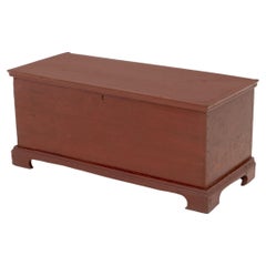 American Red Painted Pine Blanket Chest with Covered Compartment