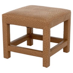 Karl Springer Attributed Modern Ostrich Leather Low Stool