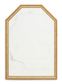 Miroir Hollywood Regency à cadre en bois doré et imitation écaille de tortue, avec verre biseauté