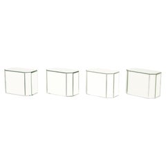 Group of Four Modern Mirrored Pedestal Tables, Rectangular With Canted Corners