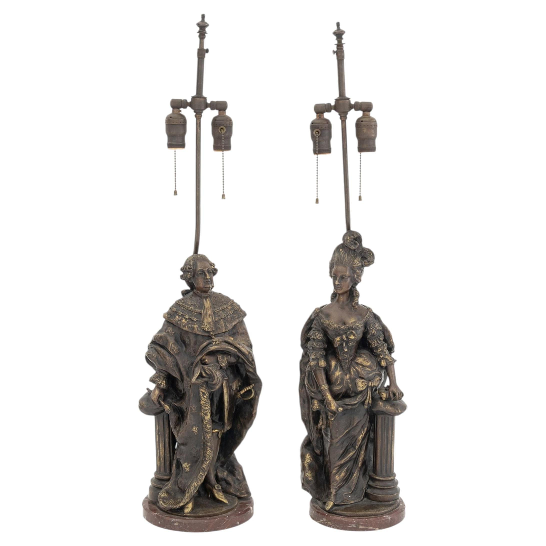 Pair of After Pierre-Ettienne Campagne Bronze Sculptures Mounted as Lamps For Sale
