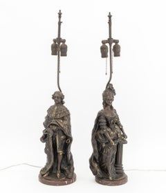 Pair of After Pierre-Ettienne Campagne Bronze Sculptures Mounted as Lamps