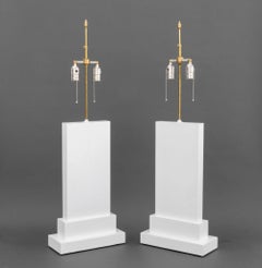 Modern Minimalist White Wood Table Lamps, Late 20th Century