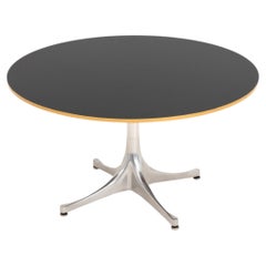 George Nelson for Herman Miller Pedestal Table, Black Veneered Maple & Aluminum