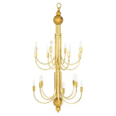 Mid-Century Modern Brass Chandelier, 16-Branch Design, 1970s