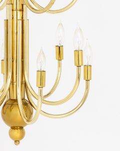 Mid-Century Modern Brass Chandelier, 16-Branch Design, 1970s