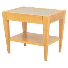Donghia Maple Two-Tier Side Table with Silvered Geometric Inset Top