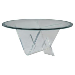 Charles Hollis Jones Style Coffee Table with Frosted Glass and Acrylic Base