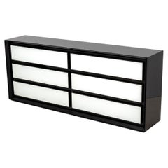 Modern Black and White Lacquered Six-Drawer Dresser
