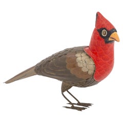 Sergio Bustamante Enameled Metal Cardinal Sculpture