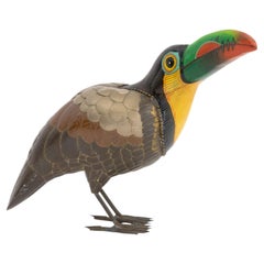 Sculpture de toucan de Sergio Bustamante, cuivre et laiton