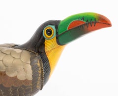 Sculpture de toucan de Sergio Bustamante, cuivre et laiton