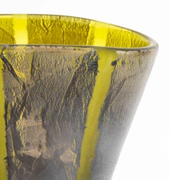 Adam Aaronson Silver Striped Olive Green Glass Vase, 2001