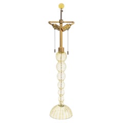 Lámpara de mesa de cristal de Murano de estilo «Mid-Century Modern», con esferas a rayas verdes