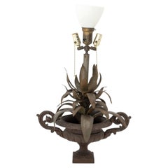 Lámpara de estilo vintage moderno de Maison Jansen con motivo de hojas de palmera fundidas