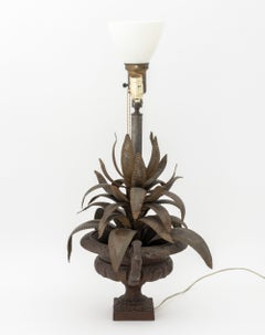 Lámpara de estilo vintage moderno de Maison Jansen con motivo de hojas de palmera fundidas