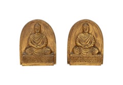 Pair of Tiffany Studios Buddha Motif Gilt Bronze Bookends