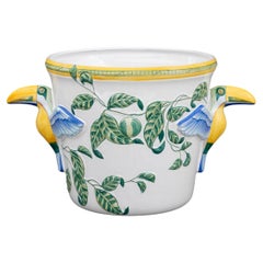 Hermès Moustiers-Fayence „Toucan“ Champagnerkübel