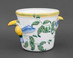 Hermès Moustiers-Fayence „Toucan“ Champagnerkübel