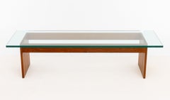 Mesa de centro de teca de estilo «Mid-Century Modern» con tapa de cristal